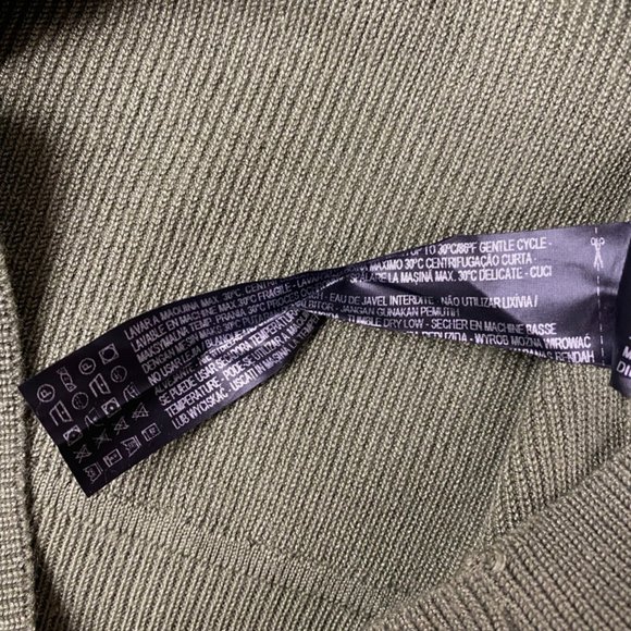 Zara Knit Olive Green with Black Wrap Tie Waist Top Size Small - Picture 9 of 10